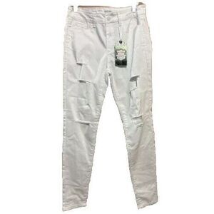 Wax Jean Womens Light Wash Flat Front 5 Pockets Denim White Distressed NWT 11/30